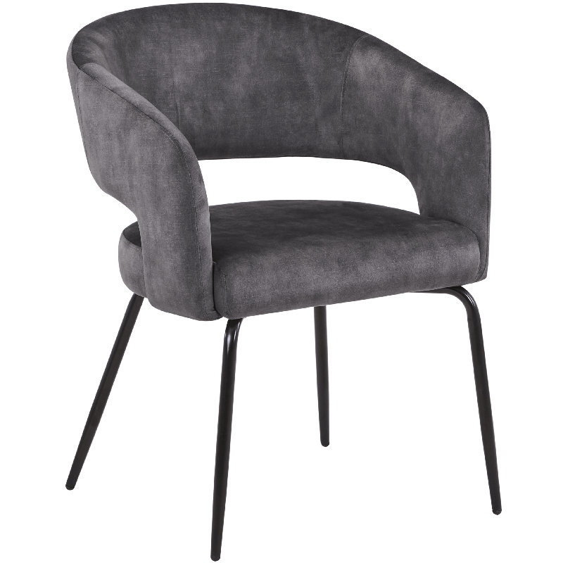 Chaise rembourrée Huda, Gris anthracite