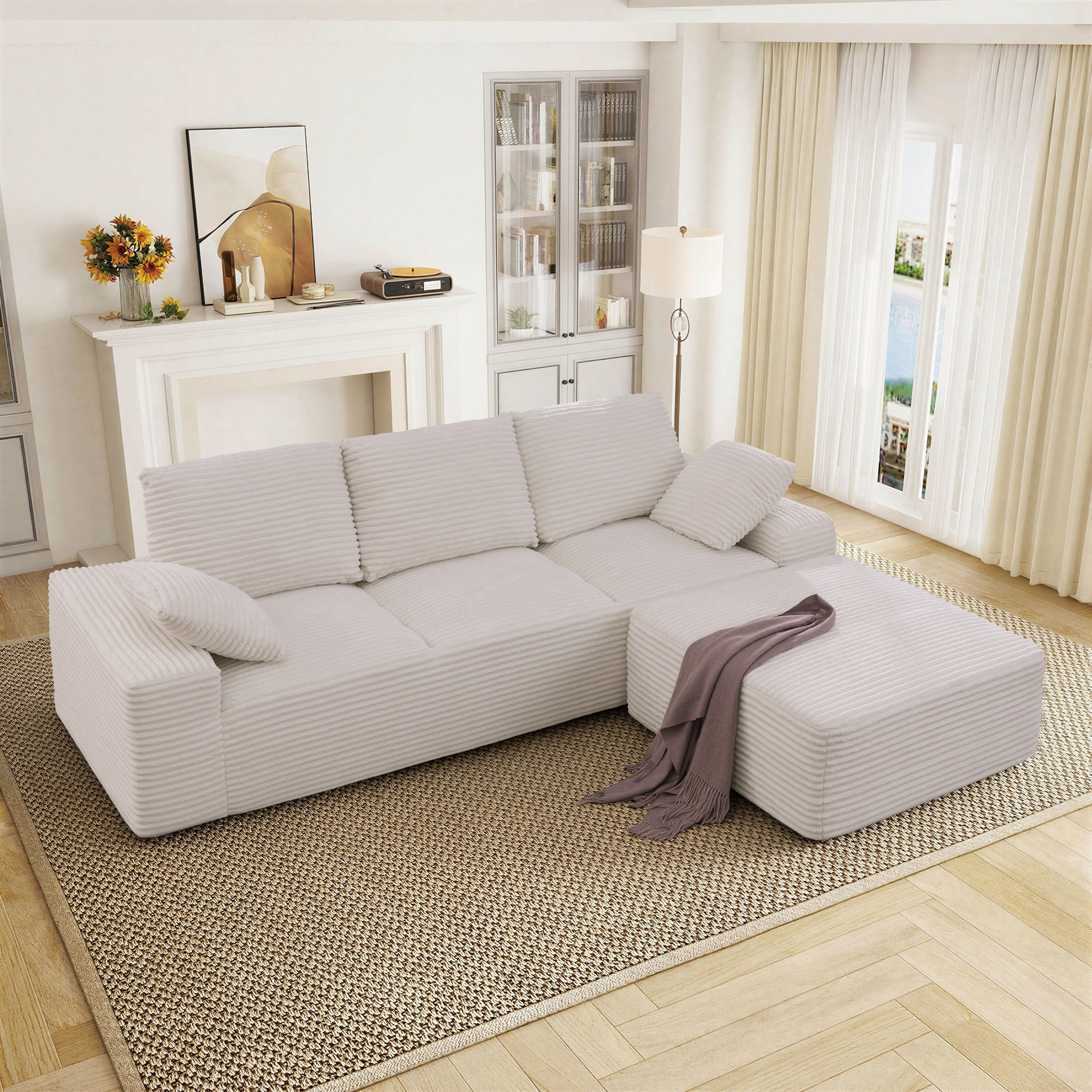 Latitude Run® 103.5" Cloud Sectional Boneless Sofa Modern L Shaped ...