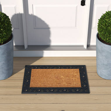 Morocco Modern Indoor/Outdoor Rubber Grill Doormat 24x36 - Paisley Rubber Coir Border Wildon Home