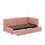 Lit de jour simple tapissier avec 2 tiroirs, support en lattes de bois-453973155