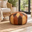 Housse de pouf ottoman marocaine en similicuir de 53 cm avec rangement dissimulé
