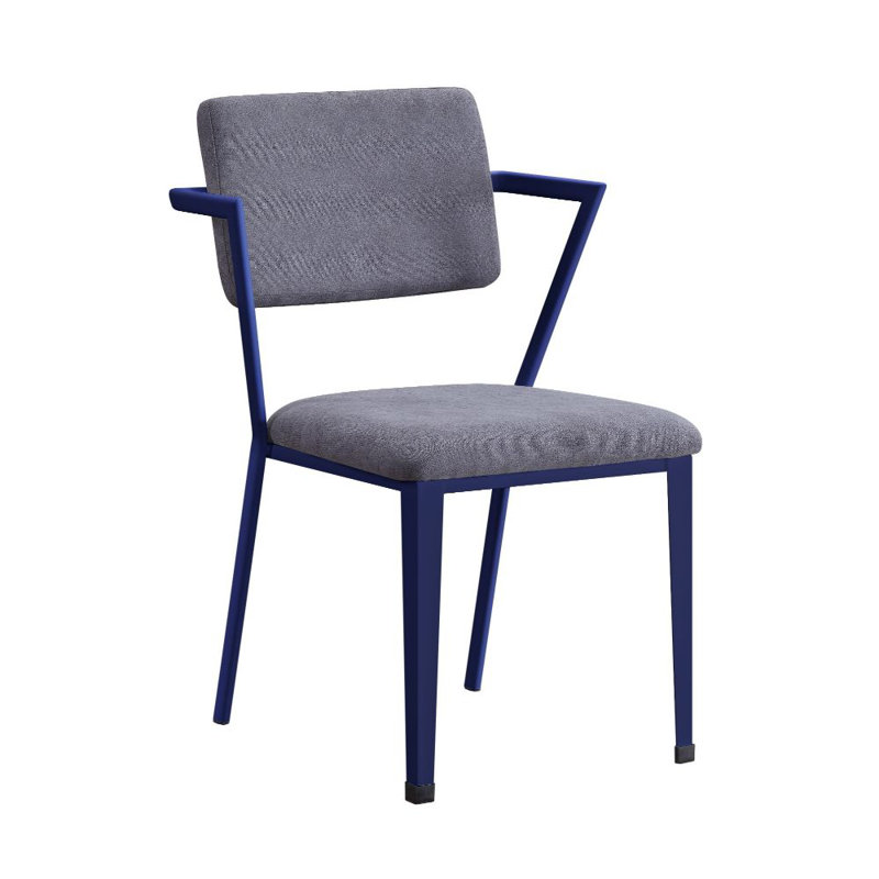 Chaise de bureau rembourrée Prince avec structure en métal, Gris te bleu