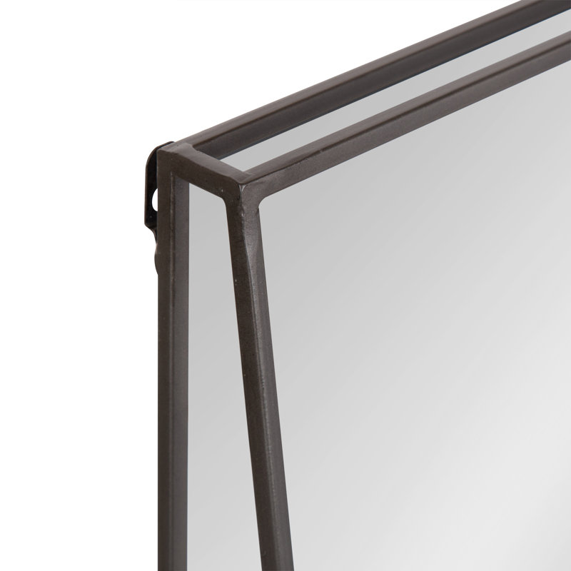 Carlyssa Modern & Contemporary Accent Mirror with Shelf, Gray, 24" x 18"