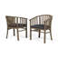 Chaises de salle à manger d'extérieur en bois avec coussins, ensemble de 2-786955663-786955662