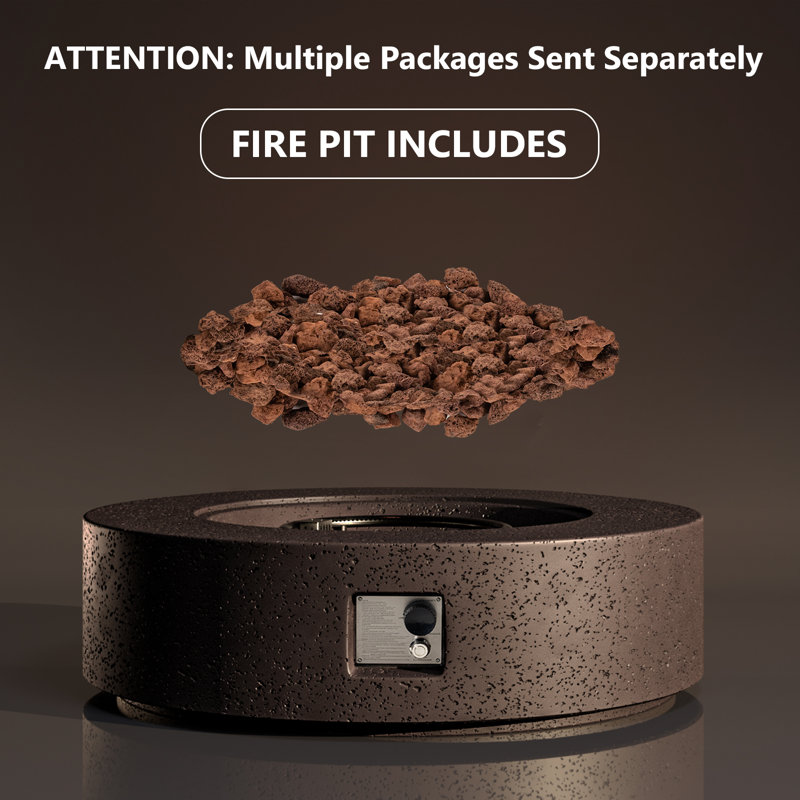 Borgia Concrete Propane Fire Pit Table, Stone Brown