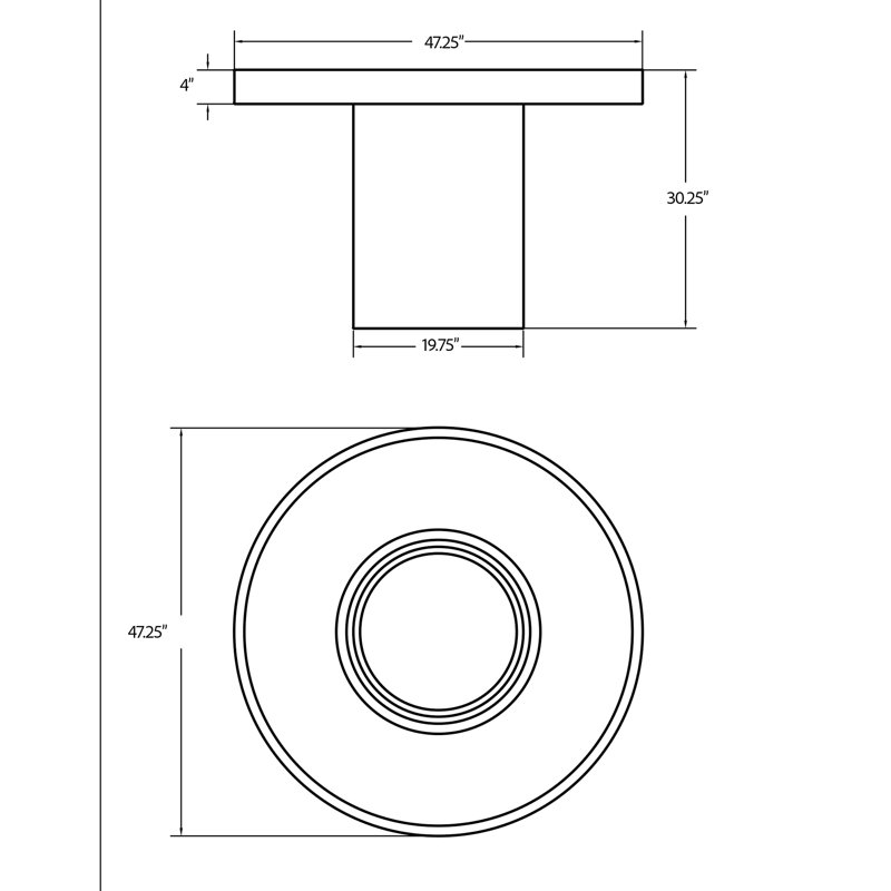 Round Circa 4 Dining Table, 47.25" Round, Ivory Terrazzo, Dining Table (30.25" Height)