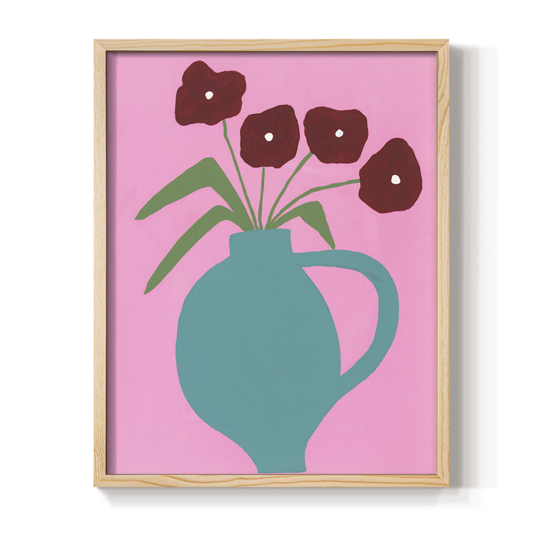 «Modern Blooms IV», reproduction encadrée - bois massif, Naturel, H 21 po x l 17 po