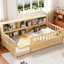 Lit simple avec garde-corps de clôture et fonction de rangement, pin en bois naturel, cadre de chambre simple avec rangement à panneau de clôture de 21,4 pouces, confort-129627226
