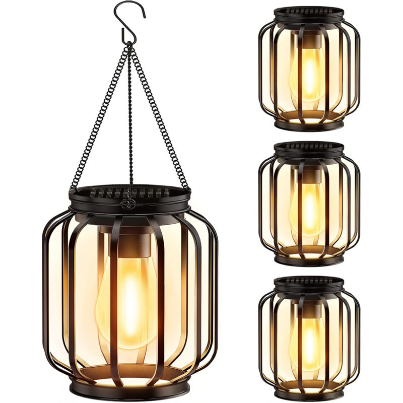 Solar Hanging Lanterns Outdoor Waterproof, Metal Solar-powered Lights With Hook, Bright Warm Lantern Decor For Outside, Classic Outdoor Lighting For Yard Garden Patio Porch Balcony Decorations