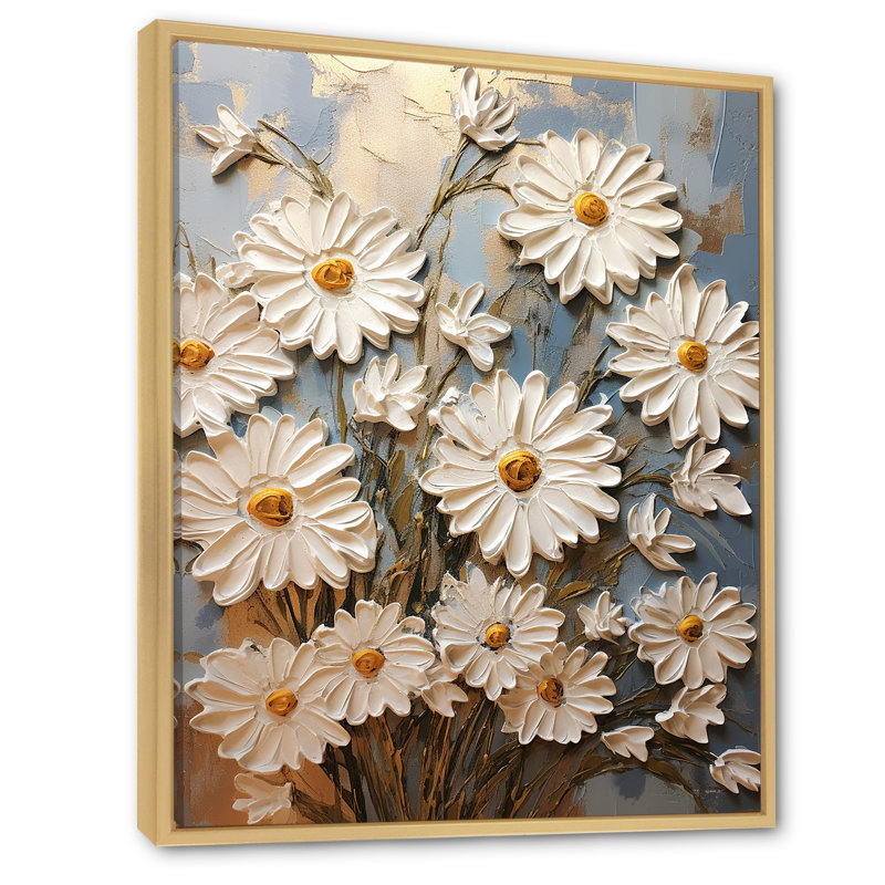 Marguerite blanche en fleurs élégance I, Cadre naturel flottant, H 32 po x l 24 po x P 1 po