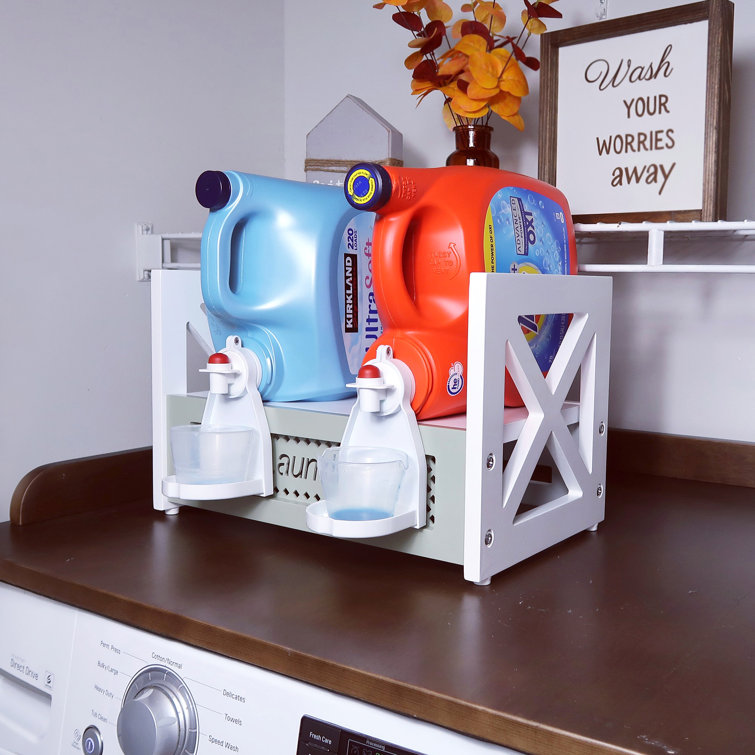 Free-Standing Laundry Room Organizer with Basket