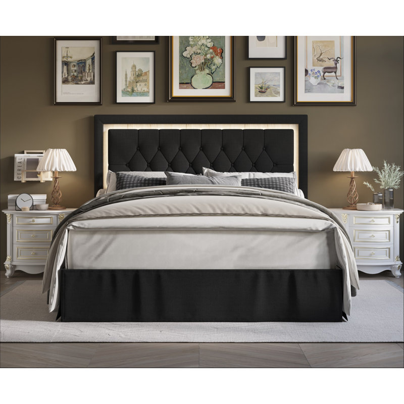 Epworth Upholstered Platform Bed, Twin, Black