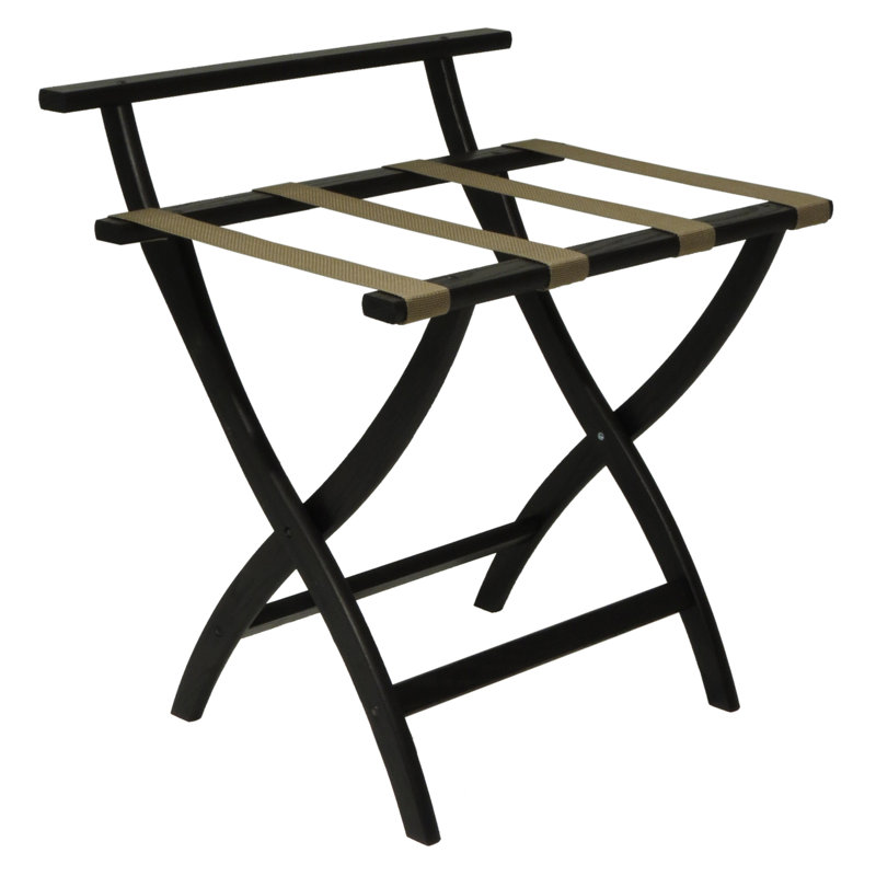 Porte-bagage en bois, Noir, Brun clair