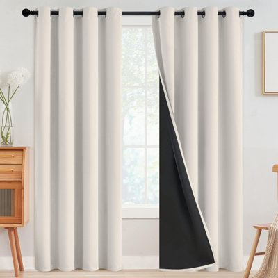 100% Blackout Curtains For Bedroom,Thermal Insulated Grommet Window Drapes Room Darkening Cream Curtains For Living Room With Black Back,52 X 84 Inch,2 Panels