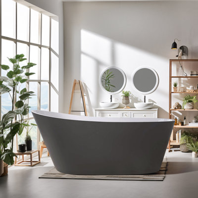 59'' x 29.13'' Freestanding Soaking Acrylic Bathtub