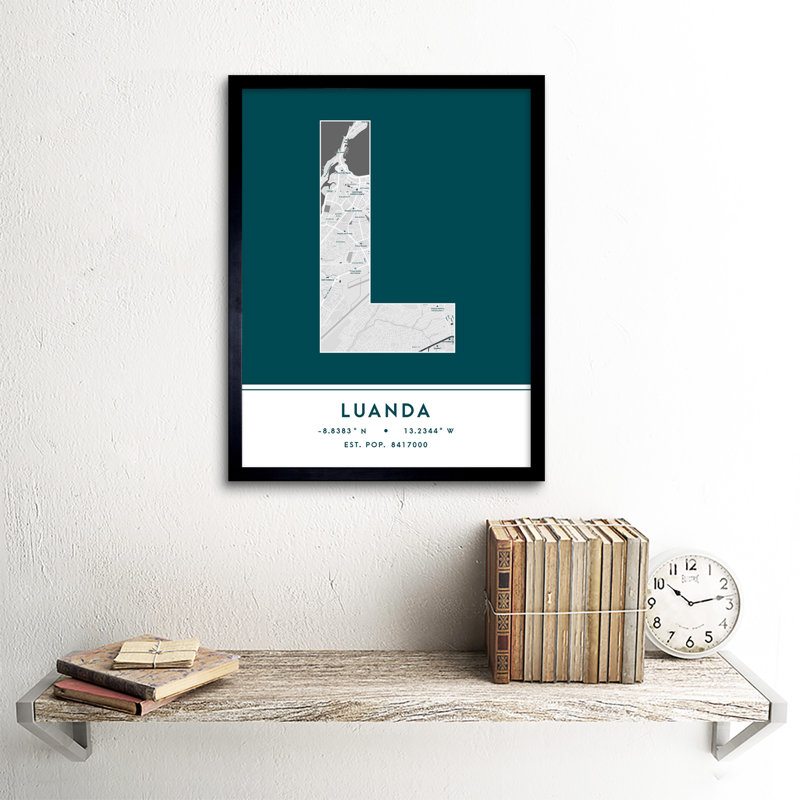 Luanda Angola City Map - Single Picture Frame Typography