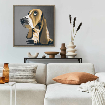 Gold Basset Hound Dog Canvas | Modern Brown Animal Decor