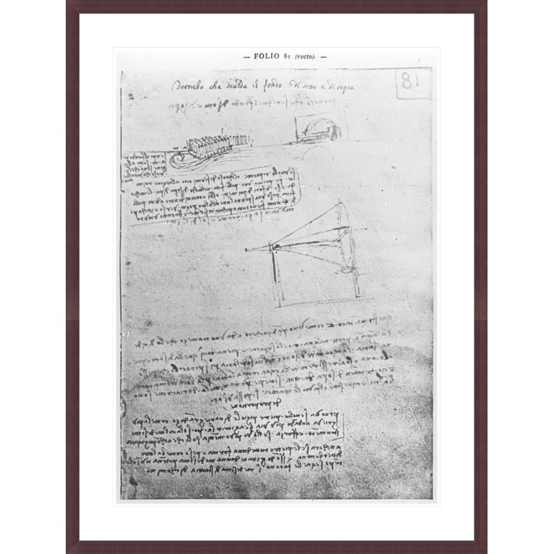 Fol. 81r from the Codex Atlanticus 1478-1518 (pen & amp; encre sur papier) par Leonardo Da Vinci, impression giclée encadrée