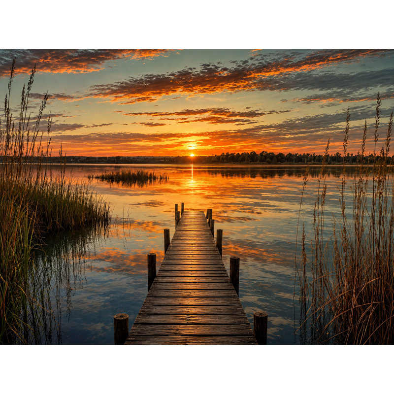 Art mural sur toile Quiet Lake Dock, 36"W x 24"H x 1.5"D