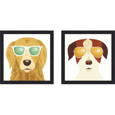 " Beach Bums Golden & Terrier I " 2 - Pieces