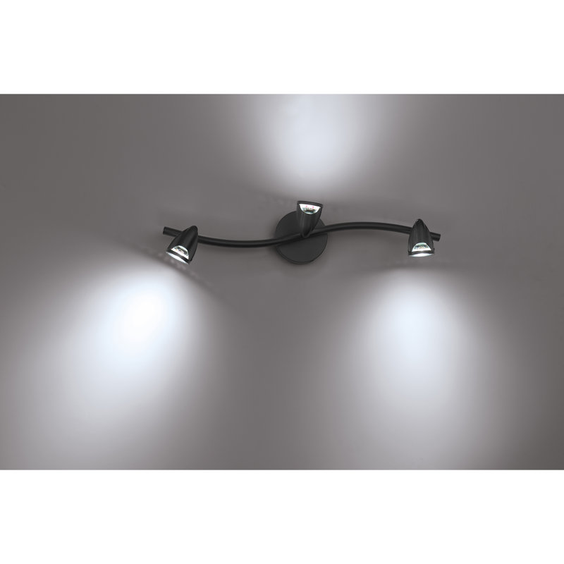 Cobra - 3-Light LED Wall or Ceiling Spotlight Bar - Black Finish - Replaceable LED