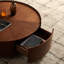 Tables basses de 35,4 pouces, conception circulaire en noyer, convient aux salons, matériau en noyer, convient aux chambres à coucher, aux salons et aux bureaux