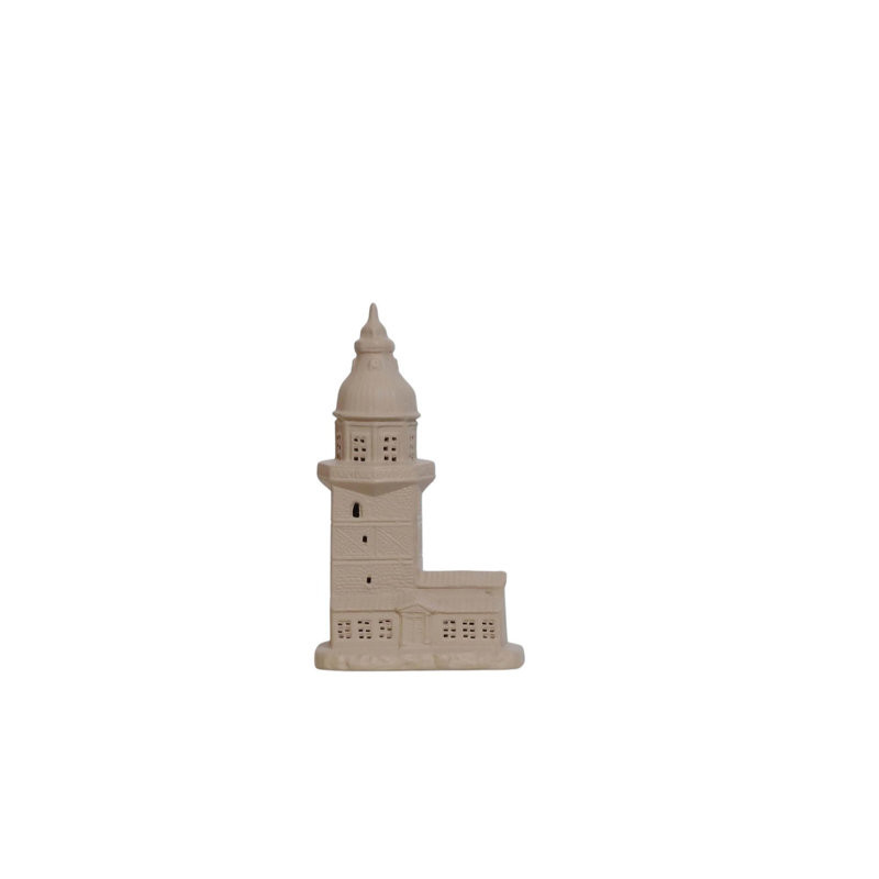 Élégant objet décoratif en céramique, beige, 7,1 x 3,1 x 10,8 pouces | 100% céramique de haute qualité, idéale pour la décoration intérieure | Pièce décorative parfaite pour le salon, la chambre à coucher ou le bureau, design élégant et polyvalent