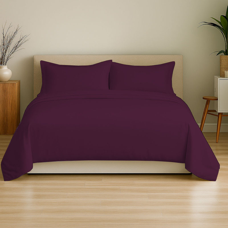 6-Piece Soft Microfiber Sheet Set, Full Sheet Set with 4 Pillowcases, Eggplant