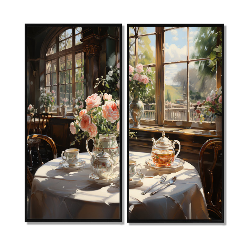 Ensemble de 2 art mural traditionnel Country Club, H 32 po x l 32 po, Impression encadrée flottante, Noir