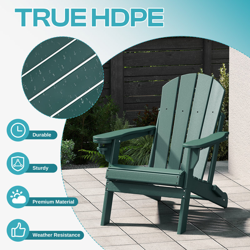 Felten Plastic Folding Adirondack Chair, Forêt