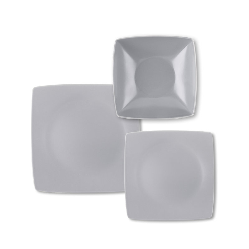 Eclipse 18 Piece Ceramic Dinnerware Set - Service for 6, Grey