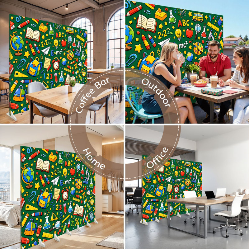 6 panneaux paravents pliables pour la classe Royal Coloré Éducation Science Livres Fournitures Scolaires Symboles Toile Écran Séparateur de Pièce Autoportant De Protection Paravent Partition