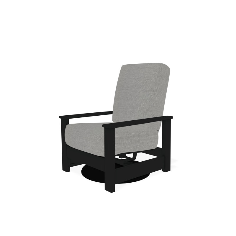 Leeward Polymer Outdoor Lounge Chair, Graphite, Grasscloth Cloud