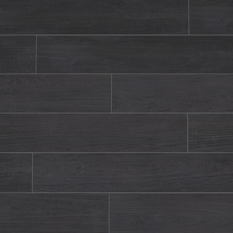 Yakedo Black 8 in. x 47 in. Matte Porcelain Floor and Wall Tile (10.18 sq. ft./Case), Black