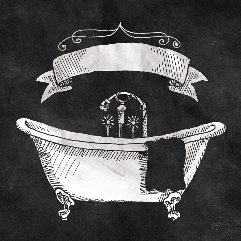 Tableau noir baignoire sans mot, H 20 po x l 20 po, Oui, Cadre photo noyer
