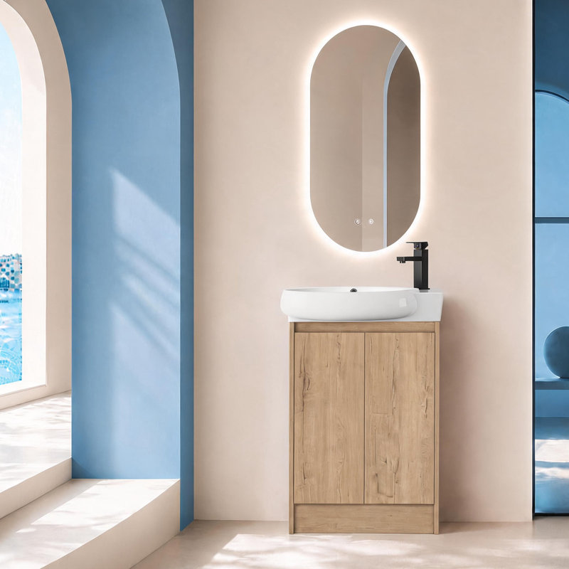 Meuble-lavabo autoportant 23 po Bend (assemblé), Brun