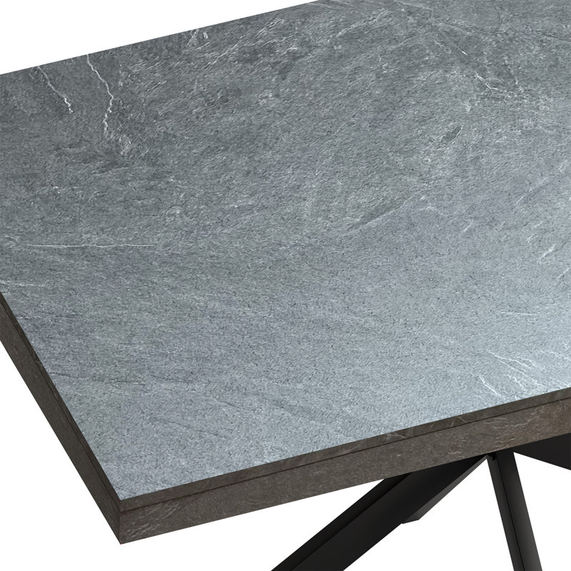 Retro Rectangular Stretch Dining Table, Black/Gray