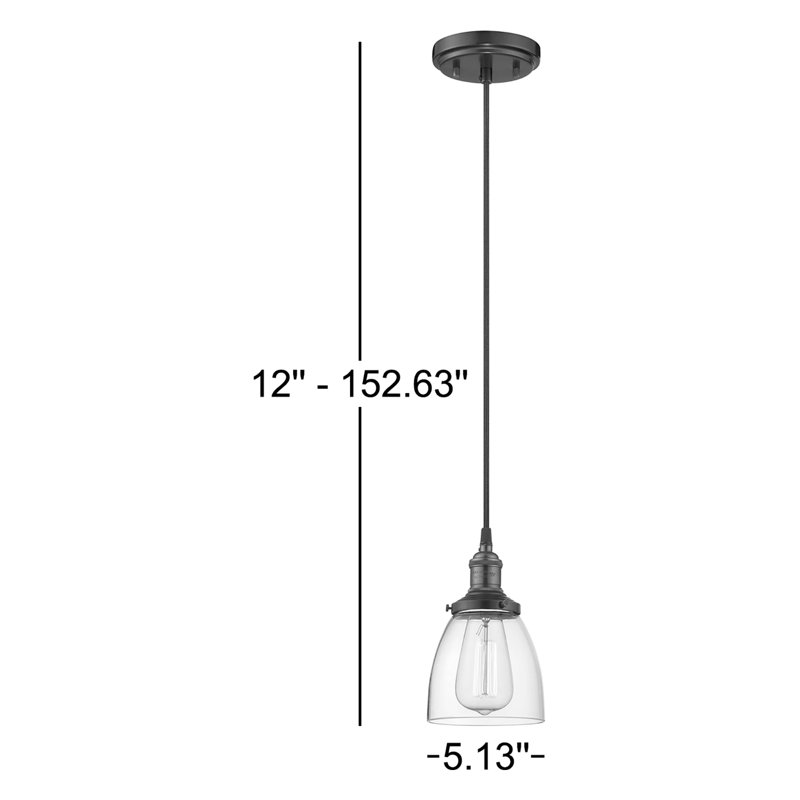 Luminaire suspendu en forme de cloche à 1 lumière Lewandowski, Bronze rustique