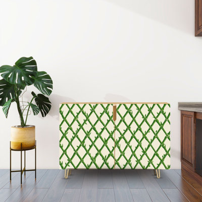 Sideboard Buffet Cabinet with Storage Vintage lattice featuring bamboo cane webbing illustrated This with 2 Doors for Living Room and Kitchen