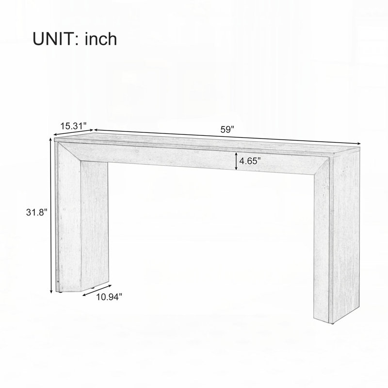 59" Long Sofa Table Console Table, Black