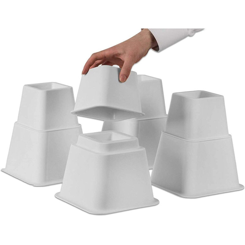 8'' Bed Risers, 8" H x 7.5" W x 14" D, White