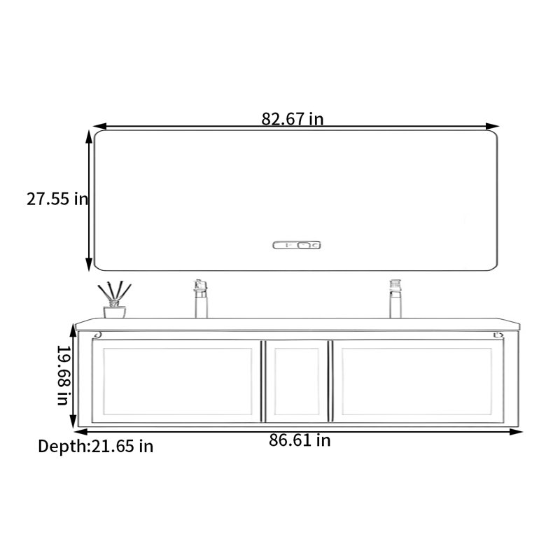 Moravian, 19.68'' H x 86.61'' W x 21.65'' D