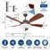 52 In. 5 Blades Smart Indoor Ceiling Fan With 3-colors Led Dimmable Light And Dc Reversible And App/remote Control