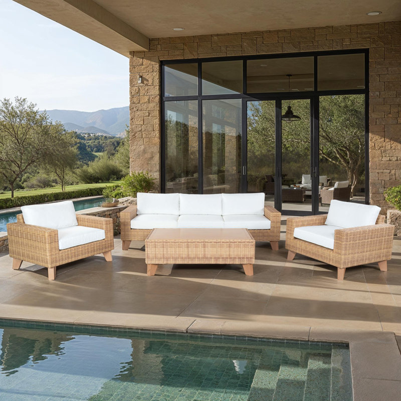 Margarita Outdoor Wicker Conversation Set, Brown