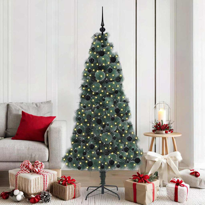 Artificial Pre-lit Christmas Tree with Ball Set, Black, 5.91' H