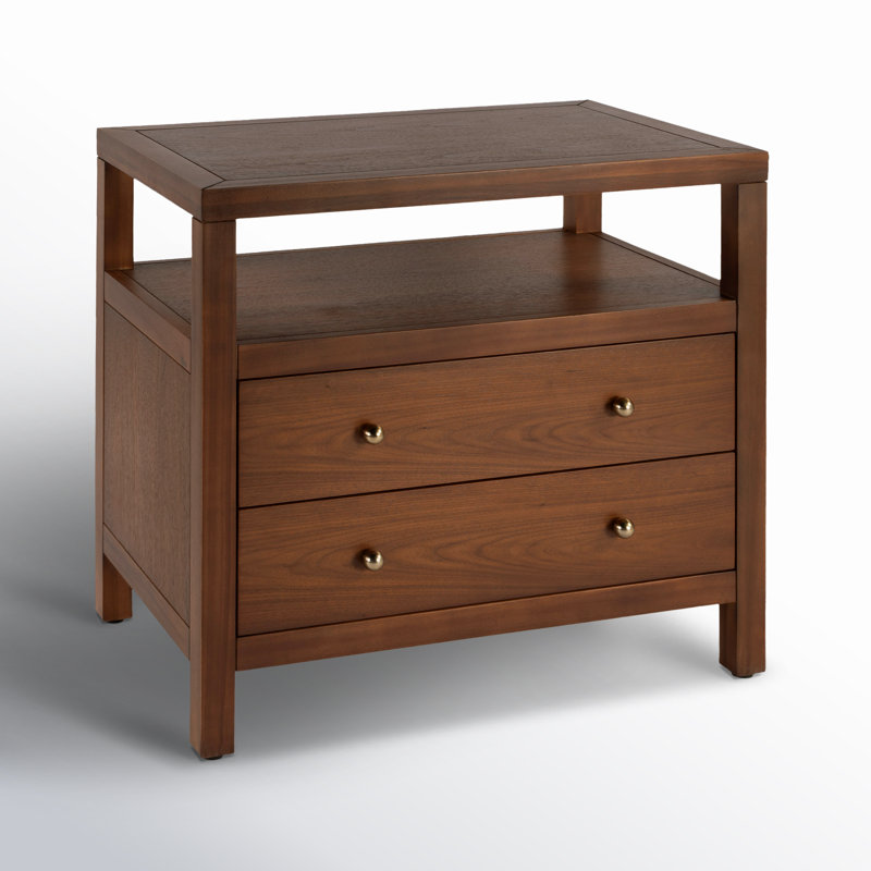 Nora 2-Drawer Wide Nightstand, Antique Coffee