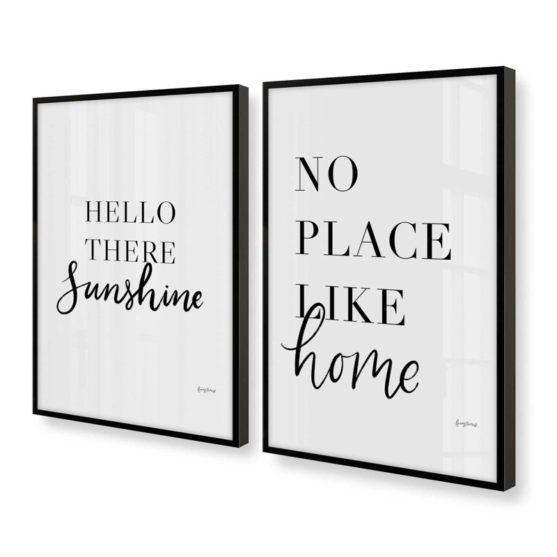 Ensemble de 2 mots simples "2", Cadre noir satiné, H 37 po x l 37 po