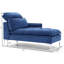 Chaise longue de 55 po - rembourrée avec accoudoir gauche et coussin lombaire, siège de bureau bleu, siège de bureau en mousse haute densité, aspect rétro