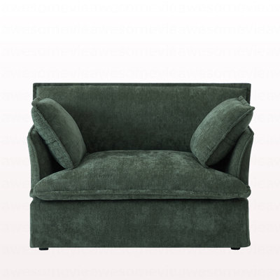 Modern Chenille Armchair with Integrated Charging, Extra-Wide Seat, and Versatile Pillows for Ultimate Comfort