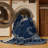 Machine Washable Pavlo Classic Oriental Rug in Gray – Navy Binding-1092583571